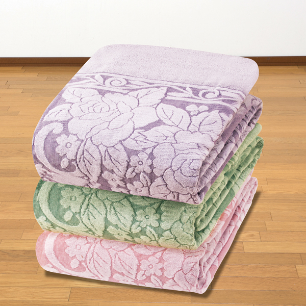 今治産ジャカード織タオルケット　ピンク